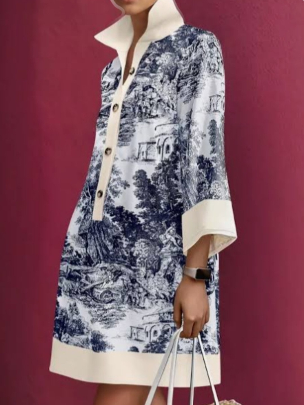 Toile De Jouy Print Mini Dress - Picture 2 of 10